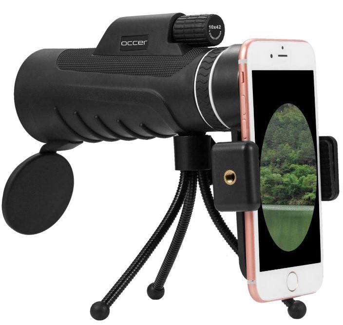 Bird Watching 12 * 50 Camping Waterproof BAK4 Prism FMC Lens for Outdoor Travel Hunting SpinAmz Monocular Telescope,10X42 High Powered Monocular Scope with Phone Adapter and Tripod 